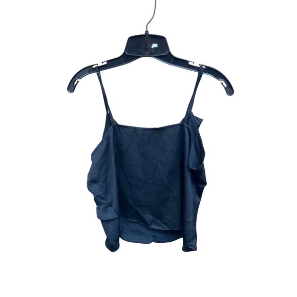 Women's Sleeveless V-Neck Ruffle Front Satin Cami Top - Wild Fable Black M - Picture 7 of 7